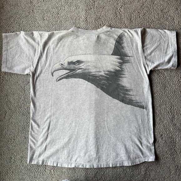 VTG 90's Alaska Nature Graphic T-Shirt Mens XL Gray Double Sided Bald Eagle - Picture 3 of 6